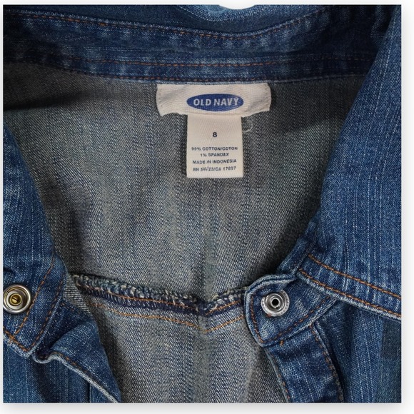 Old Navy Western Denim Dress Women 8 Blue 3/4 Sleeve Rodeo Fade Boho Belted - Picture 6 of 13